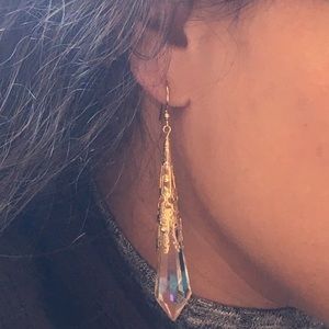 Real Crystal filigree Earings, gold, antique,silv.